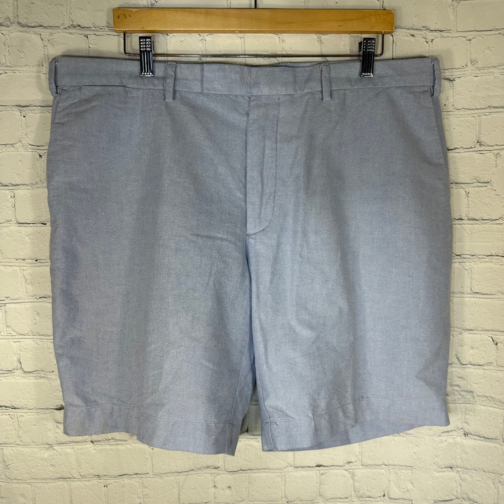 Polo Ralph Lauren Mens Blue Oxford Cotton Flat Front Shorts Size 40